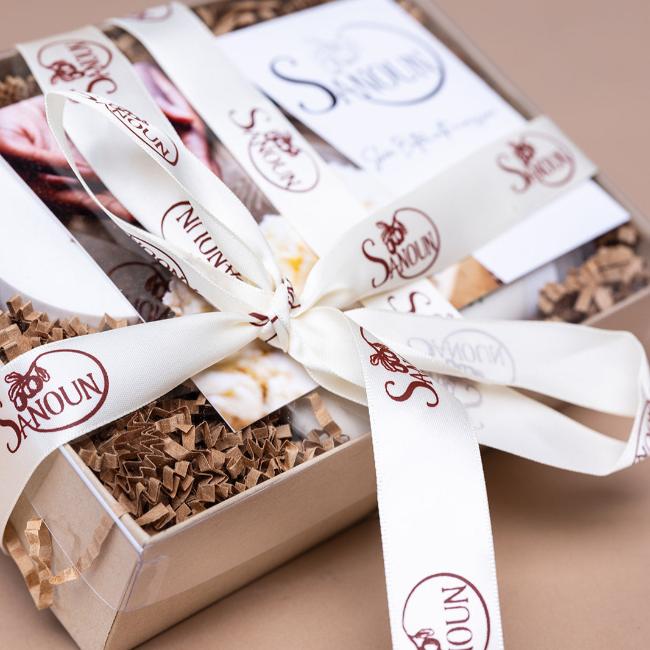 Sanoun Tranquility Gift Box with three mini skincare products displayed.