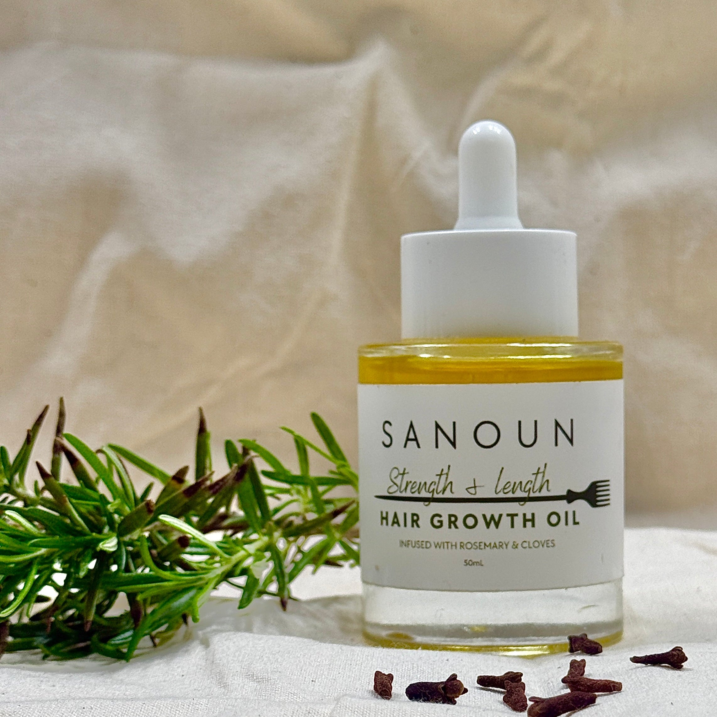 Sanoun Strength and Length Hair Oil with rosemary and cloves