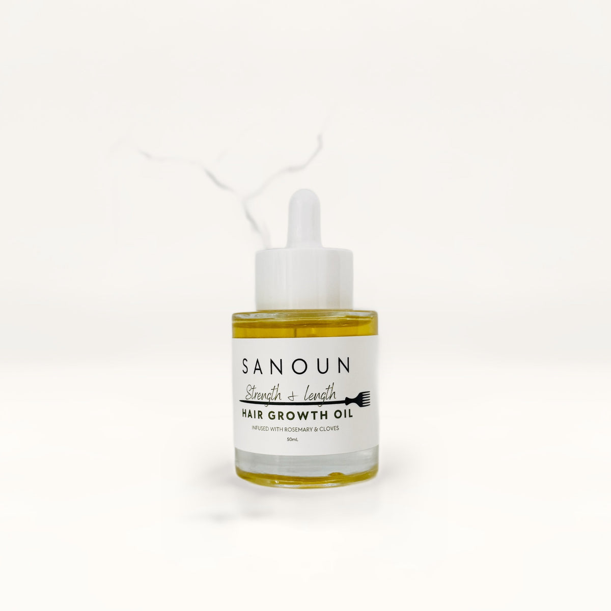 Sanoun Strength and Length Hair Growth Oil on cream card