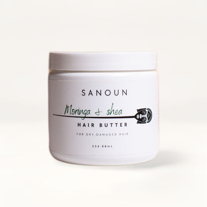 Sanoun Moringa and Shea Hair Butter on cream card
