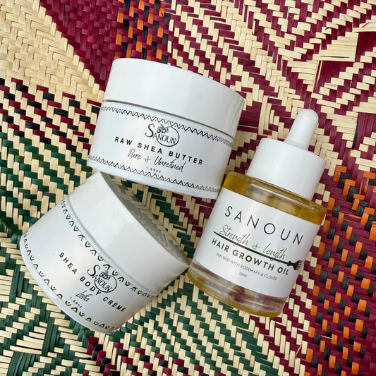 The Sarata Ritual | Limited Shea Ritual Set with three travel size skincare products.