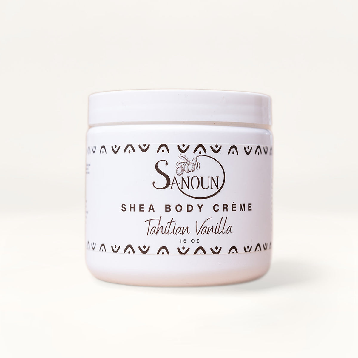 Sanoun Tahitian Vanilla Shea Body Creme on cream card