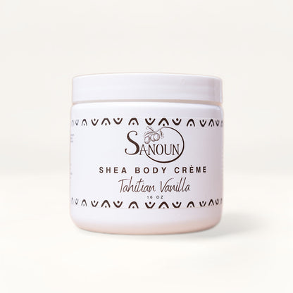Sanoun Tahitian Vanilla Shea Body Creme on cream card