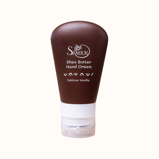 Tahitian Vanilla Hand Cream tube on cream background