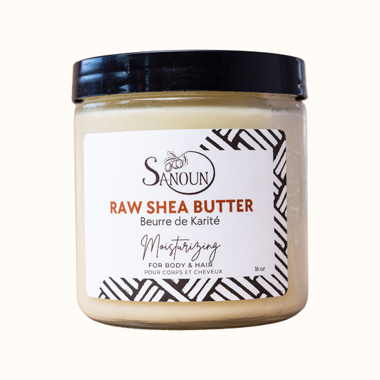 Raw Shea Butter 16oz jar on cream background